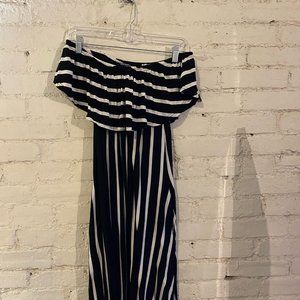 Adorable Black/White Stripe Dress Strapless/Off-Shoulder/1-Shoulder/Sleeveless!